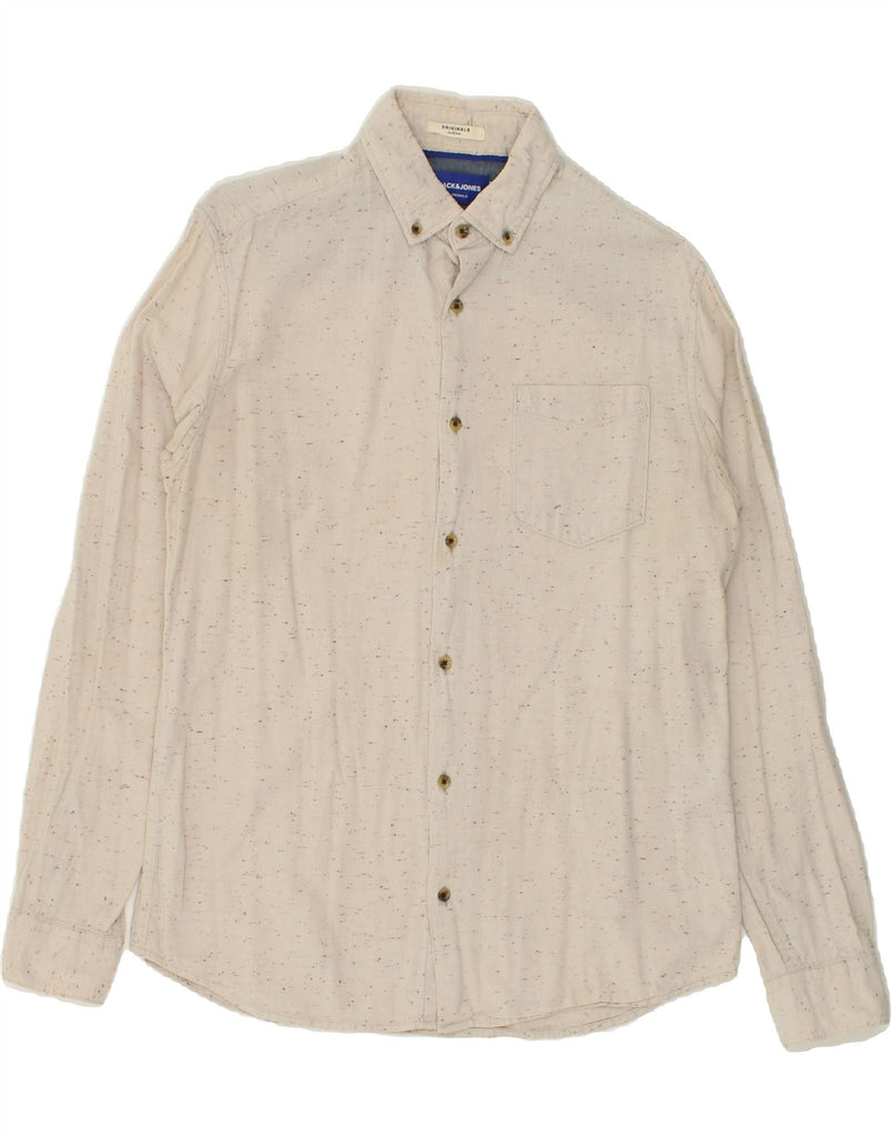 JACK & JONES Mens Shirt Medium Beige Cotton | Vintage Jack & Jones | Thrift | Second-Hand Jack & Jones | Used Clothing | Messina Hembry 
