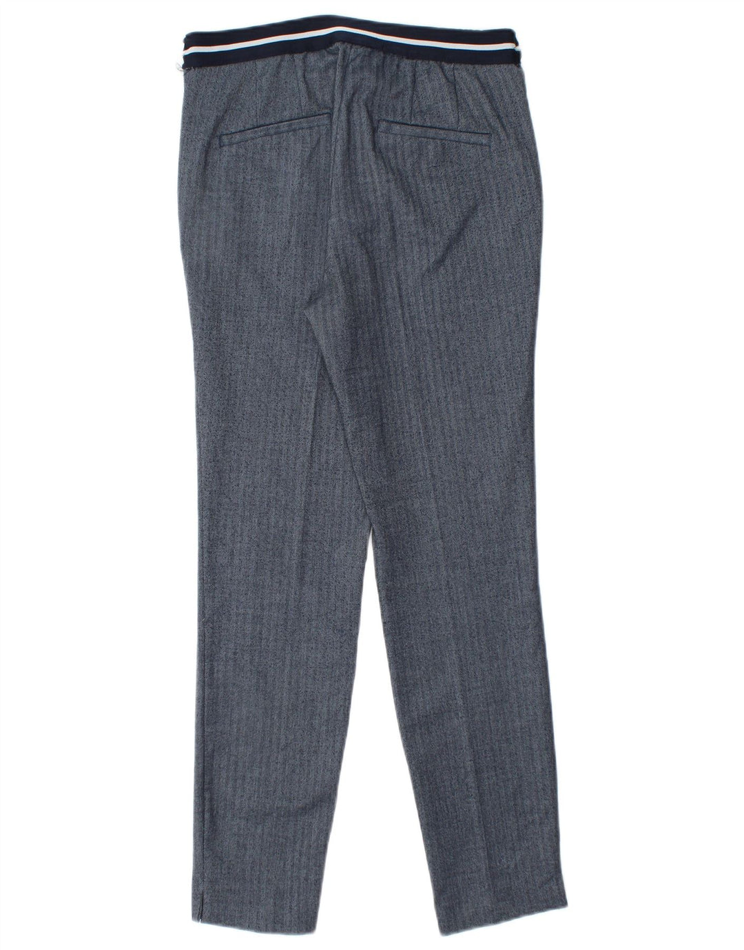 Zara Womens Slim Chino Trousers Small W26 L27 Blue Herringbone Polyester