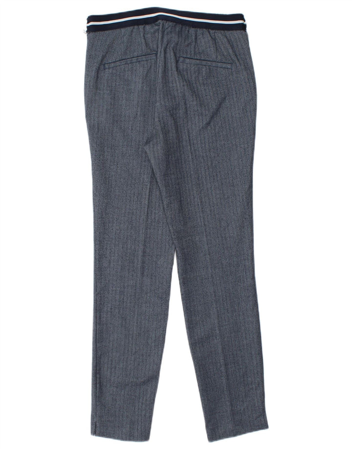 Zara Womens Slim Chino Trousers Small W26 L27 Blue Herringbone Polyester