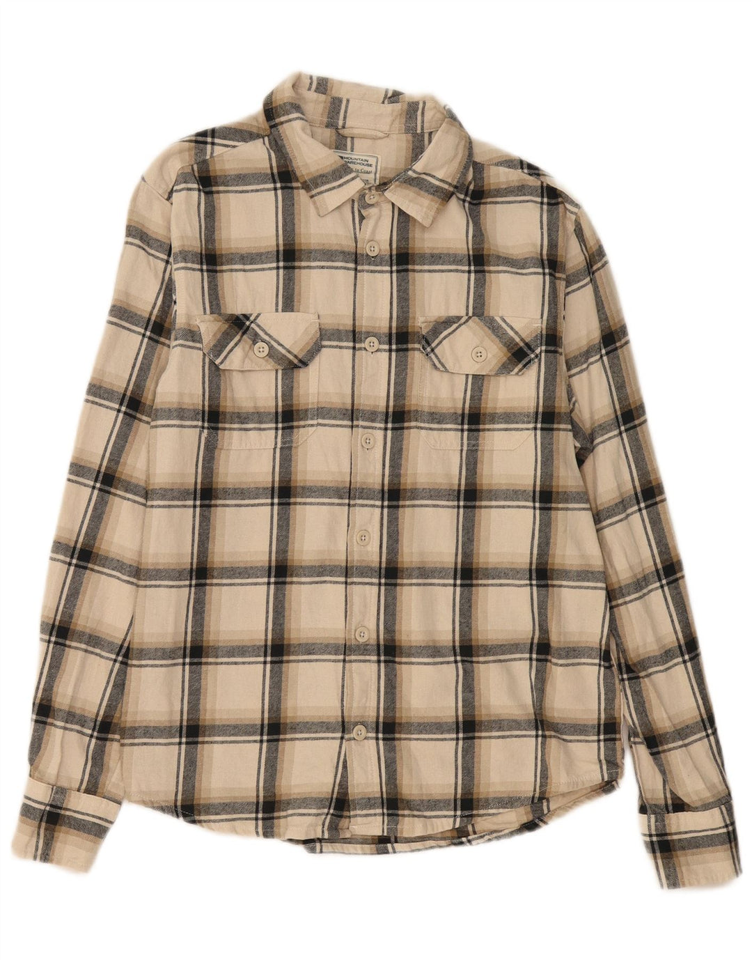 Mountain Warehouse Mens Flannel Shirt Medium Beige Check Cotton