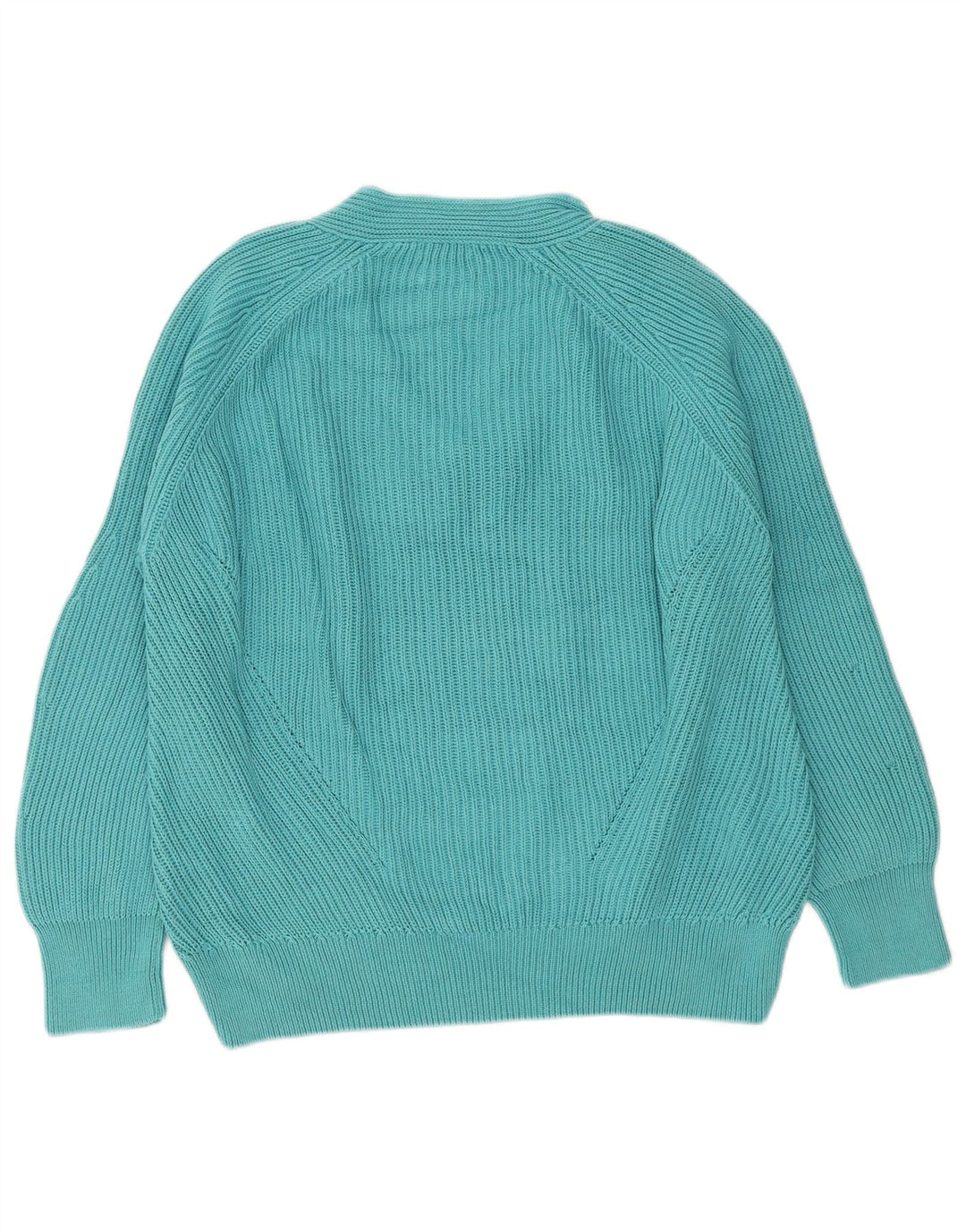 Massimo Dutti Womens Oversized V-Neck Jumper Sweater UK 14 Medium Turquoise