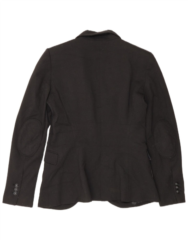 Zara Womens 1 Button Blazer Jacket UK 12 Medium Black Polyester