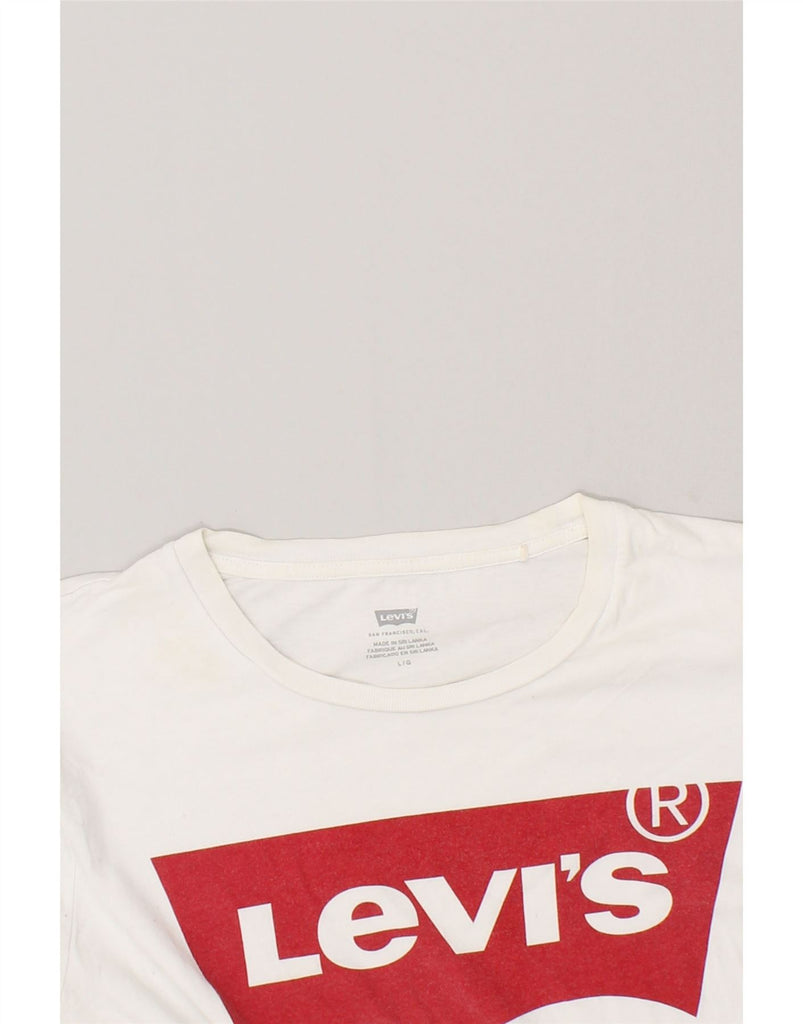 LEVI'S Womens Graphic T-Shirt Top UK 16 Large White Cotton | Vintage Levi's | Thrift | Second-Hand Levi's | Used Clothing | Messina Hembry 