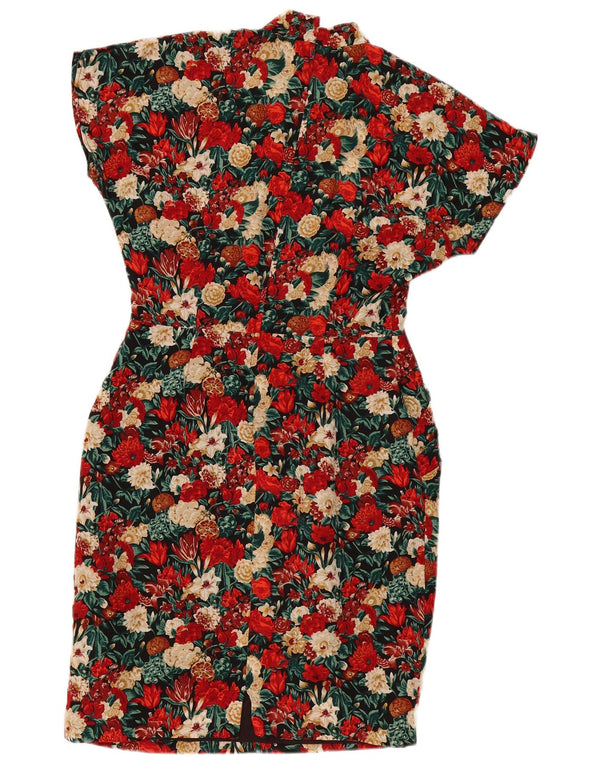 Vintage Womens Sheath Dress IT 46 Large Multicoloured Floral Silk
