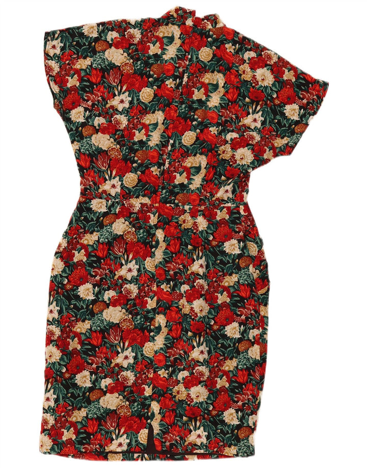 Vintage Womens Sheath Dress IT 46 Large Multicoloured Floral Silk