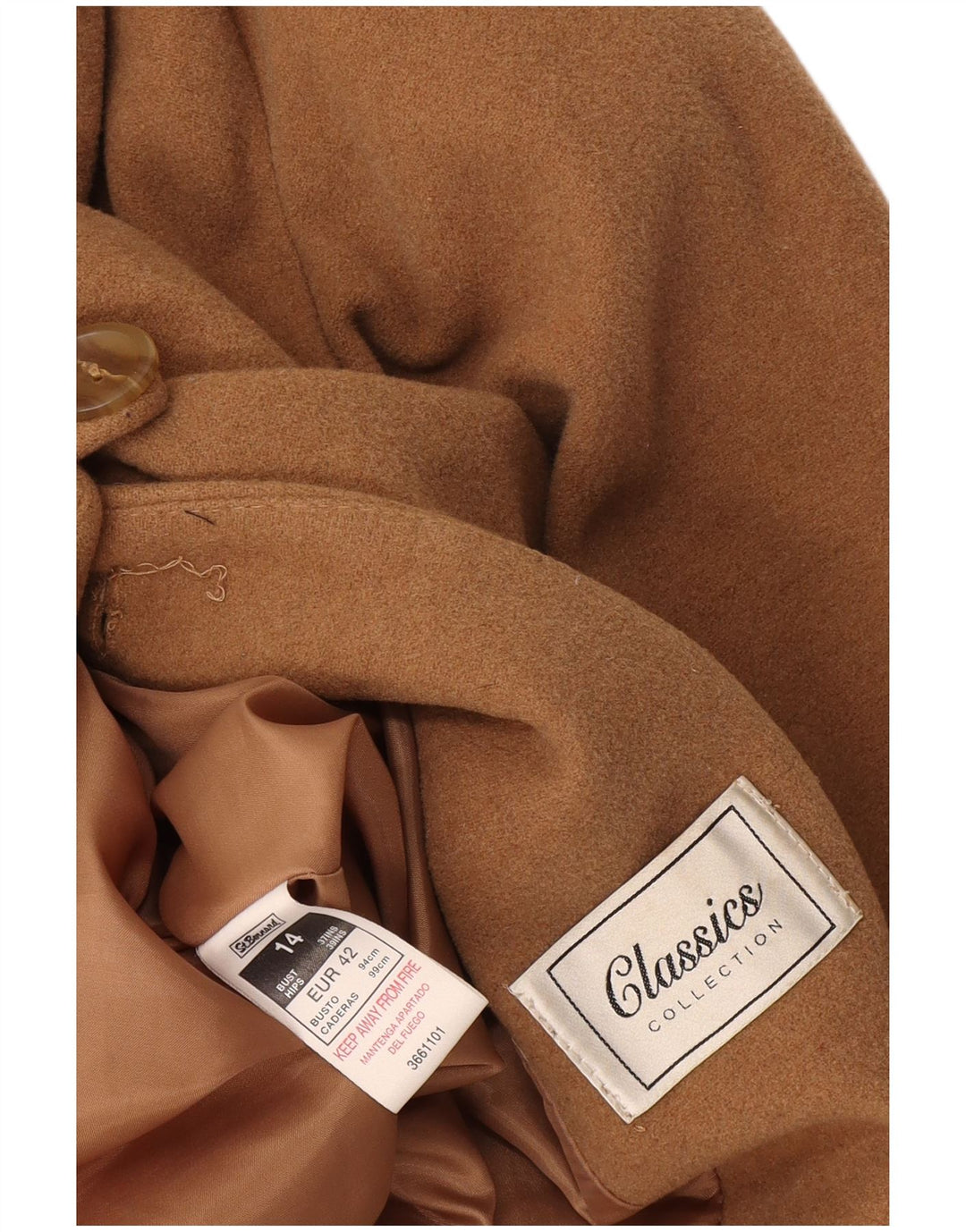 St. Bernard Womens Overcoat UK 14 Large Beige Wool