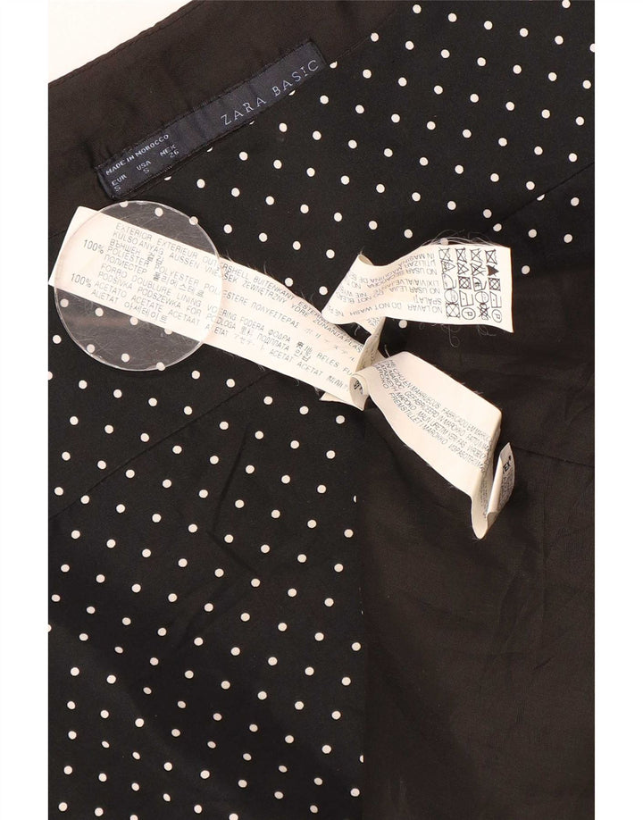 Zara Womens Sleeveless A-Line Dress UK 10 Small Black Spotted Polyester