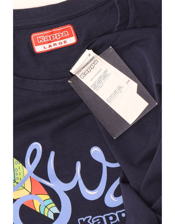 Kappa Mens Graphic T-Shirt Top Large Navy Blue Cotton
