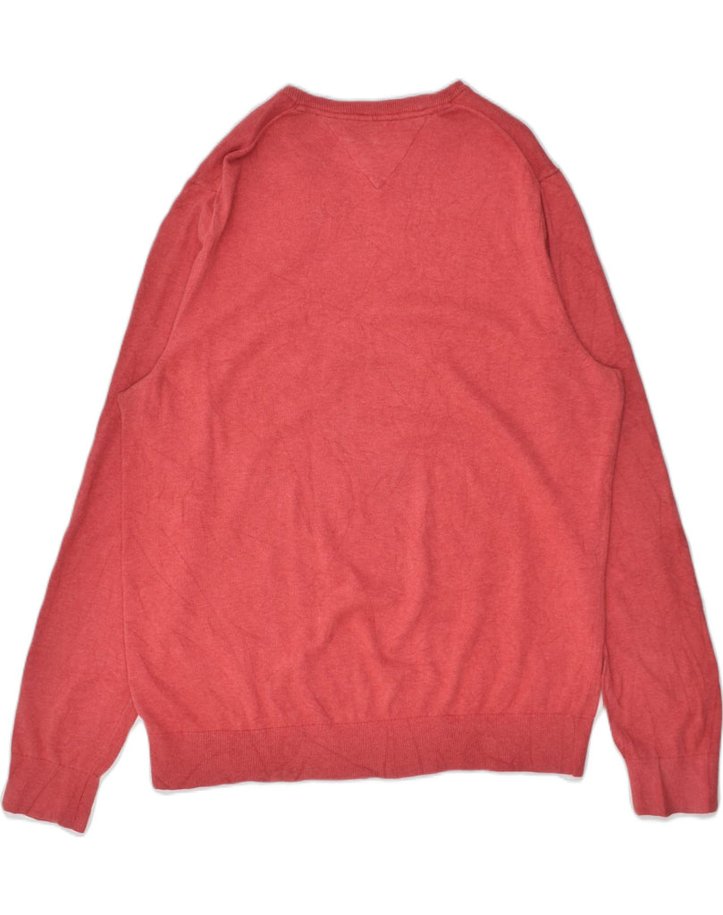 TOMMY HILFIGER Mens Crew Neck Jumper Sweater XL Red Cotton | Vintage Tommy Hilfiger | Thrift | Second-Hand Tommy Hilfiger | Used Clothing | Messina Hembry 