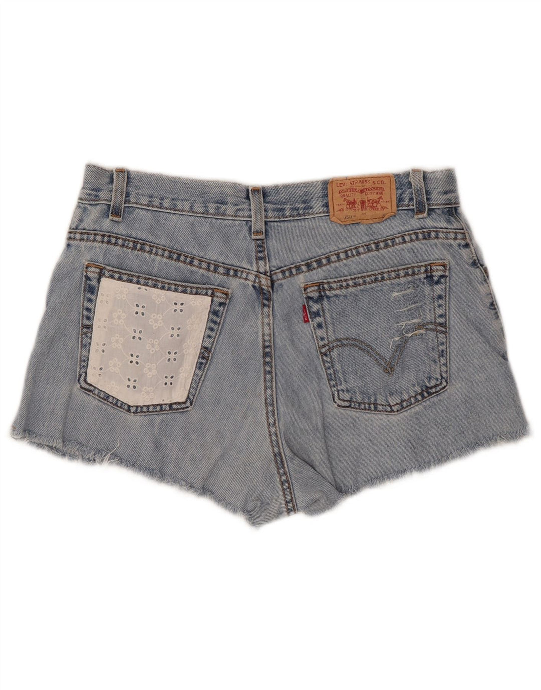 LEVI'S Womens 550 Distressed Denim Shorts US 12 Large W30  Blue