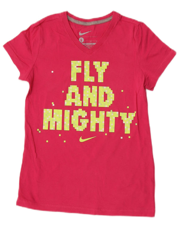 Nike Girls Graphic T-Shirt Top 12-13 Years Large Pink
