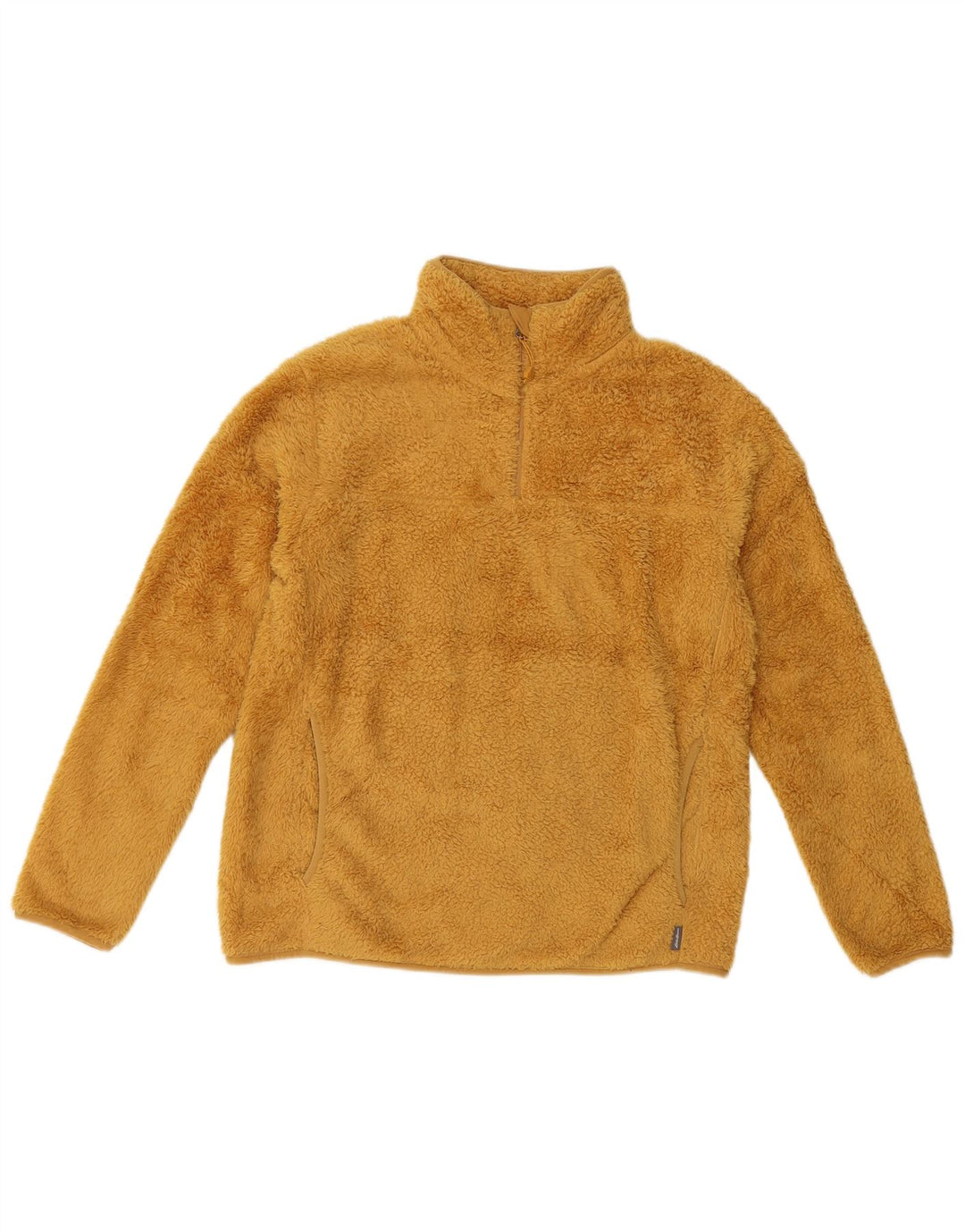 Eddie Bauer Womens Zip Neck Fleece Jumper UK 10 Small Yellow Polyester