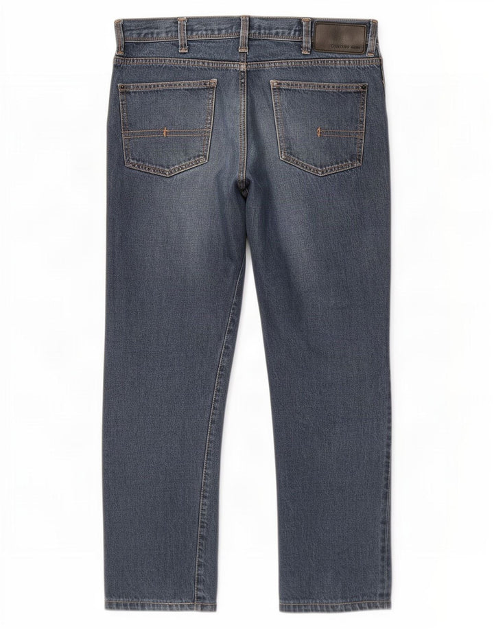 Calvin Klein Mens Straight Jeans W36 L29 Blue Cotton