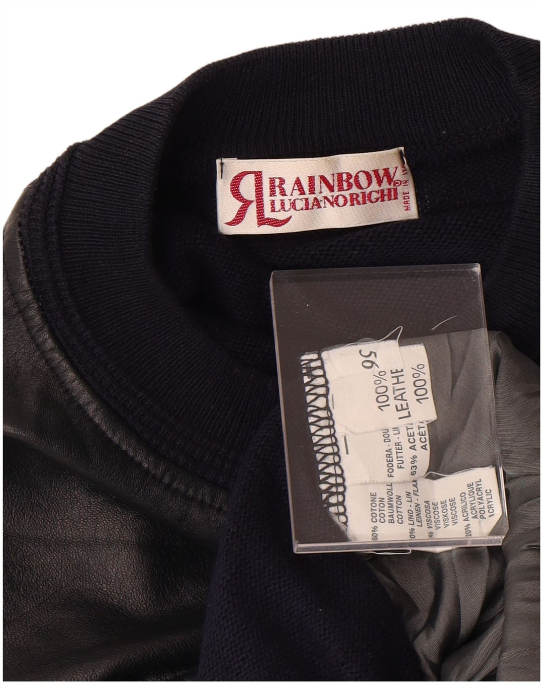 Rainbow Mens Crew Neck Jumper Sweater IT 56 2XL Navy Blue Geometric Cotton