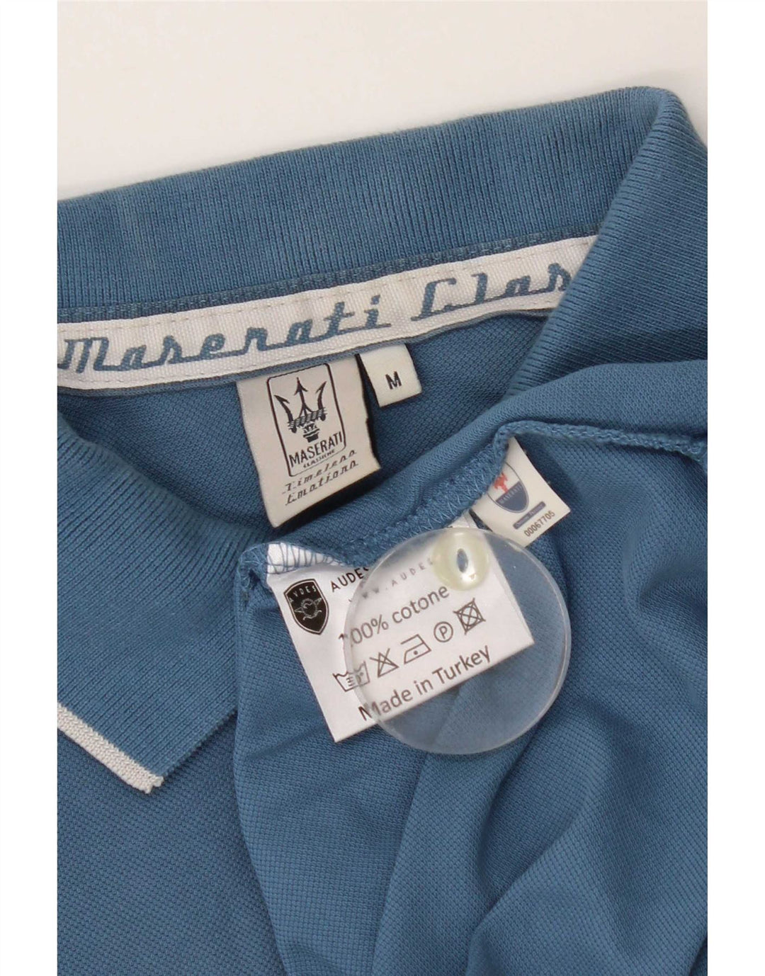 Maserati Mens Graphic Polo Shirt Medium Blue Cotton
