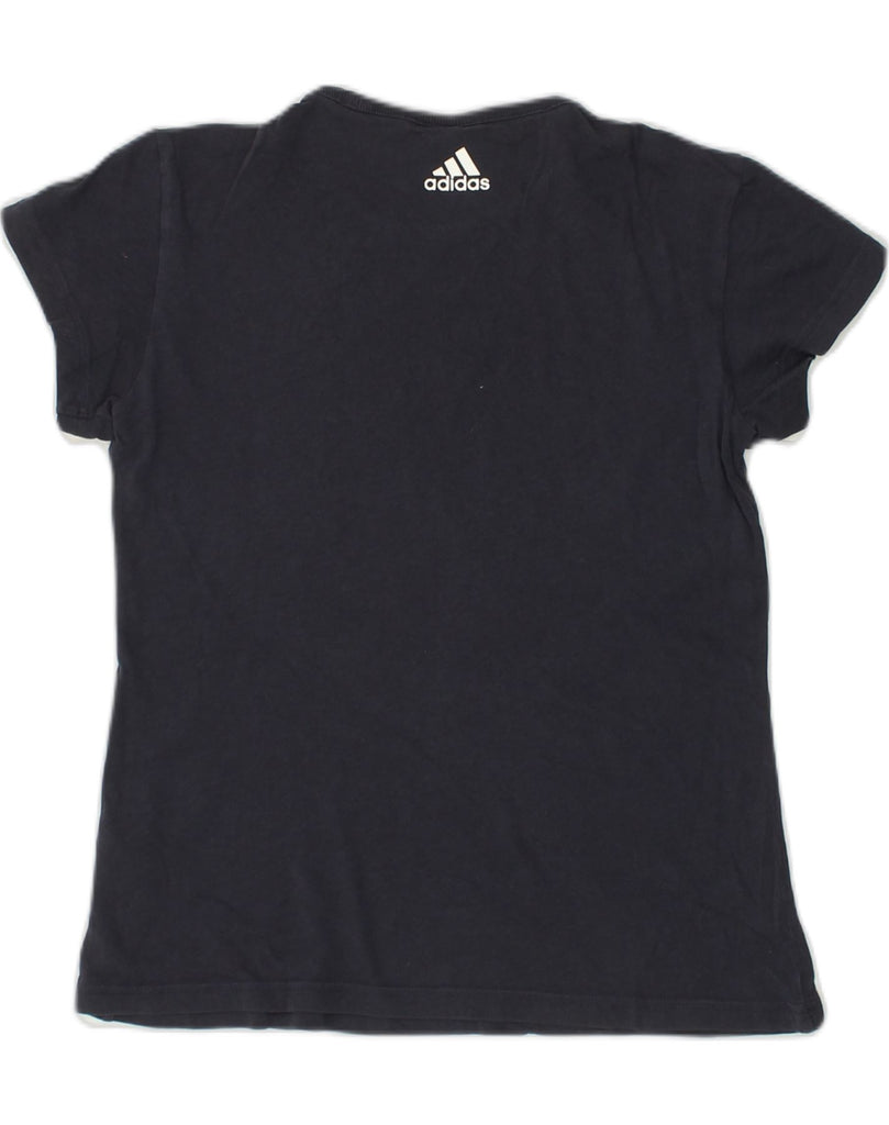 ADIDAS Womens Graphic T-Shirt Top UK 8/10 Small Navy Blue Cotton | Vintage Adidas | Thrift | Second-Hand Adidas | Used Clothing | Messina Hembry 