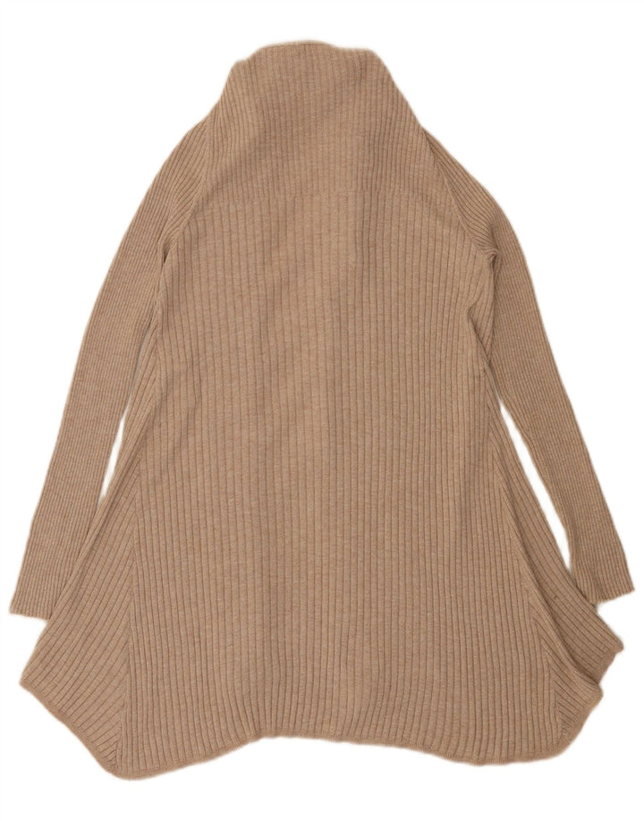 Marks & Spencer Womens Longline Open Cardigan Sweater UK 14 Medium Beige