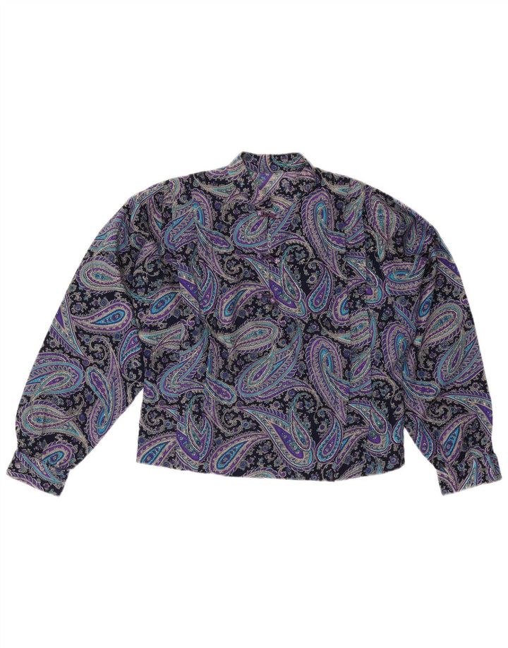 VINTAGE Womens Blouse Top UK 12 Medium Purple Paisley