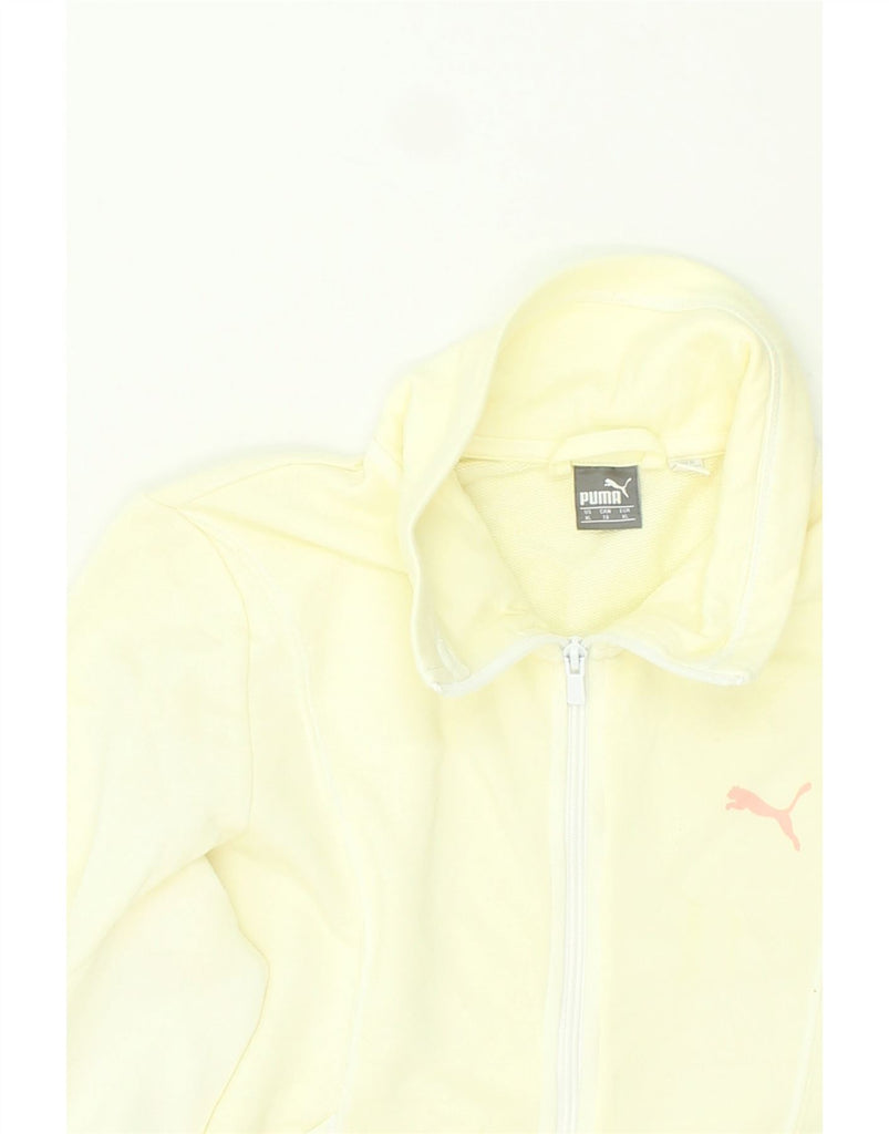 PUMA Womens Graphic Tracksuit Top Jacket UK 18 XL Yellow Cotton | Vintage Puma | Thrift | Second-Hand Puma | Used Clothing | Messina Hembry 