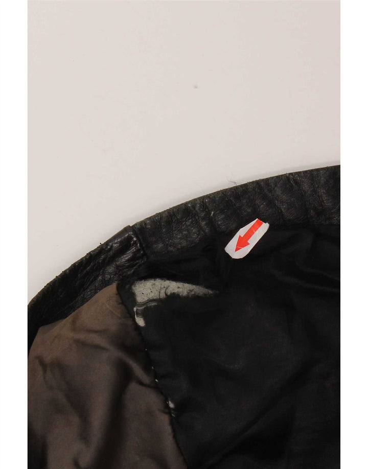 Vintage Womens Leather Jacket IT 48 XL Black