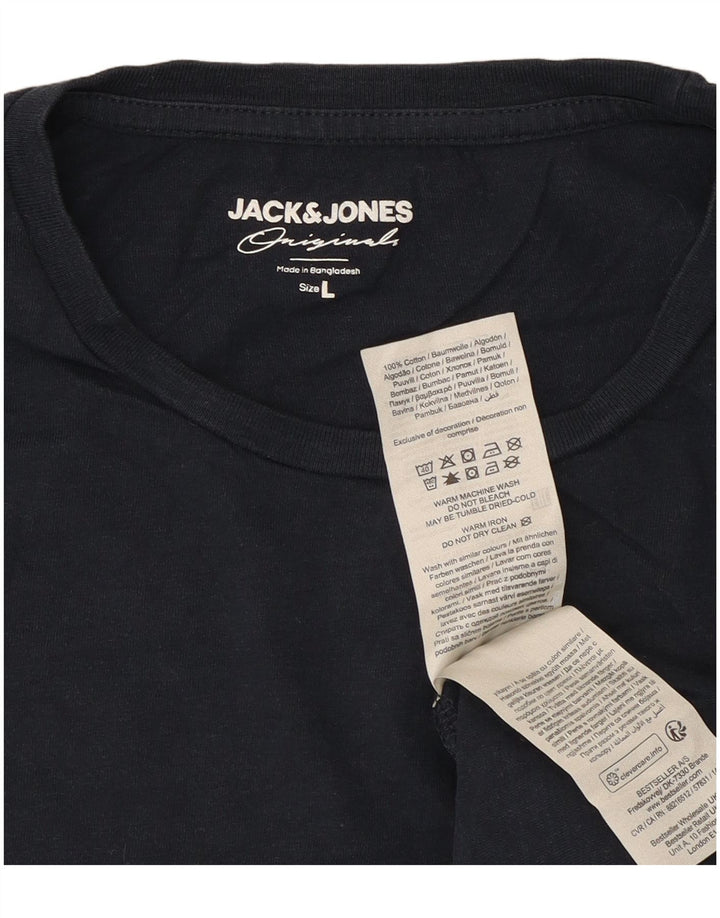 Jack & Jones Mens T-Shirt Top Large Navy Blue Cotton