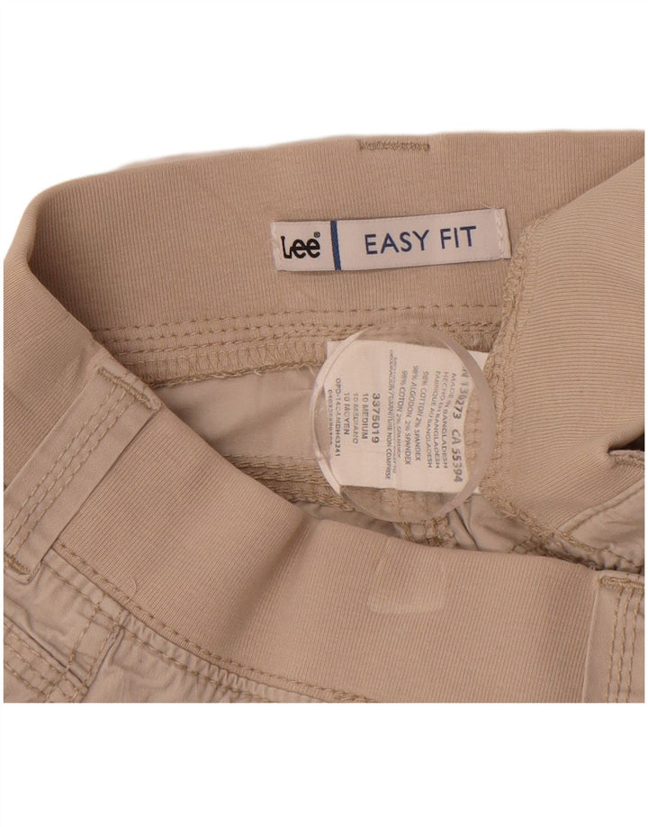 LEE Womens Easy Fit Bermuda Cargo Shorts US 10 Large W30 Beige Cotton