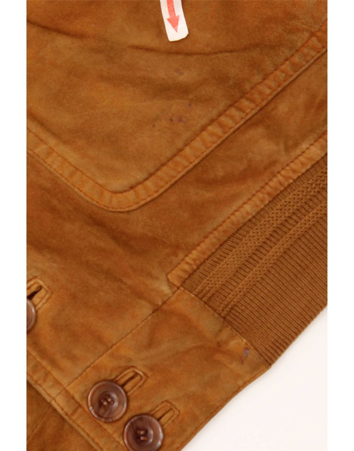 Vintage Womens Suede Bomber Jacket UK 18 XL Brown