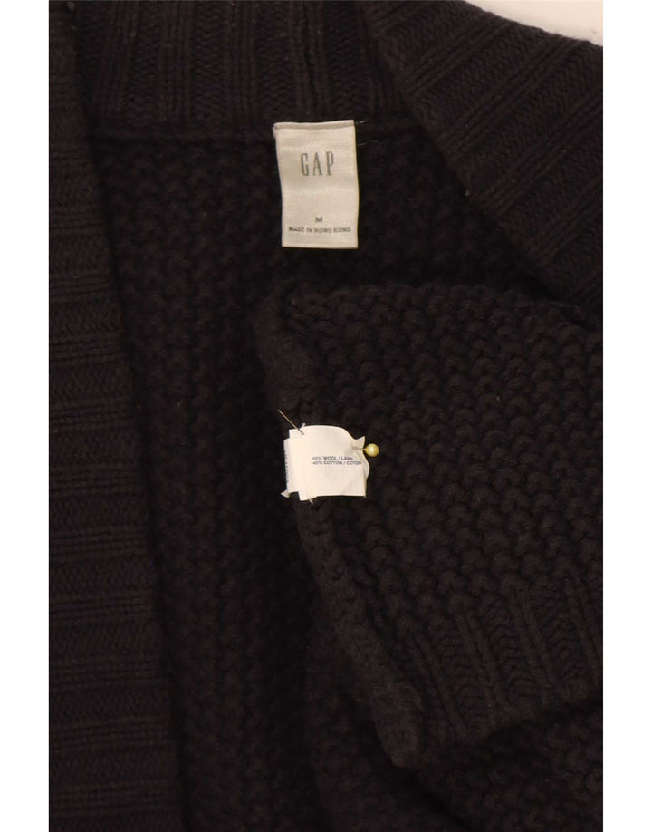 Gap Womens Longline Oversized Open Cardigan Sweater UK 14 Medium Black Wool