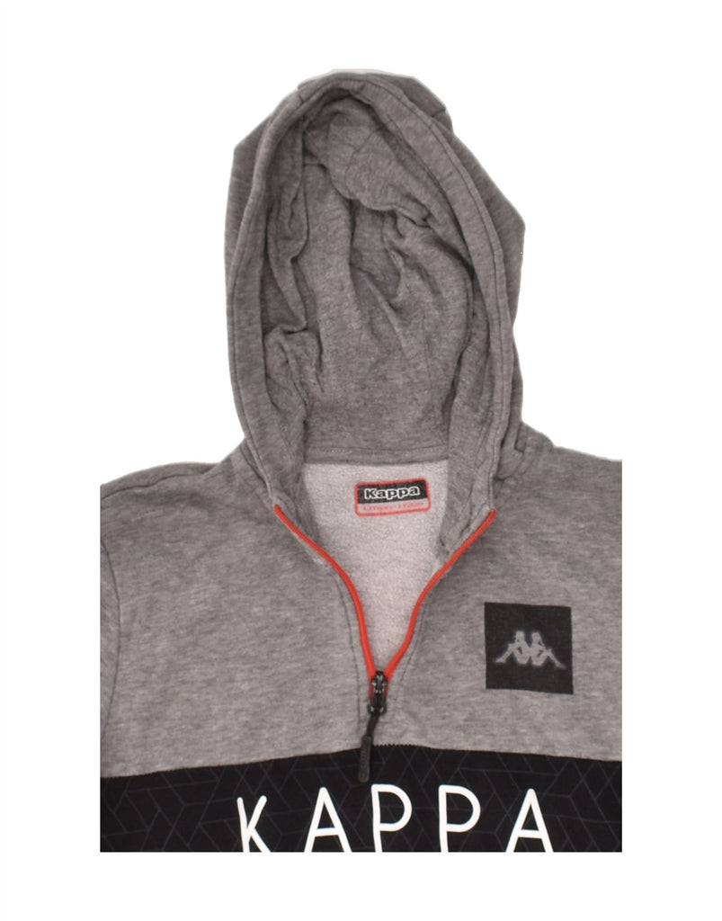 KAPPA Boys Graphic Zip Neck Hoodie Jumper 11-12 Years Grey Colourblock | Vintage Kappa | Thrift | Second-Hand Kappa | Used Clothing | Messina Hembry 