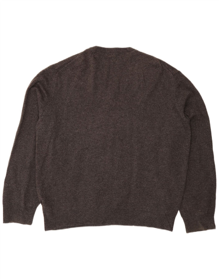 Lyle & Scott Mens V-Neck Jumper Sweater 2XL Grey New Wool