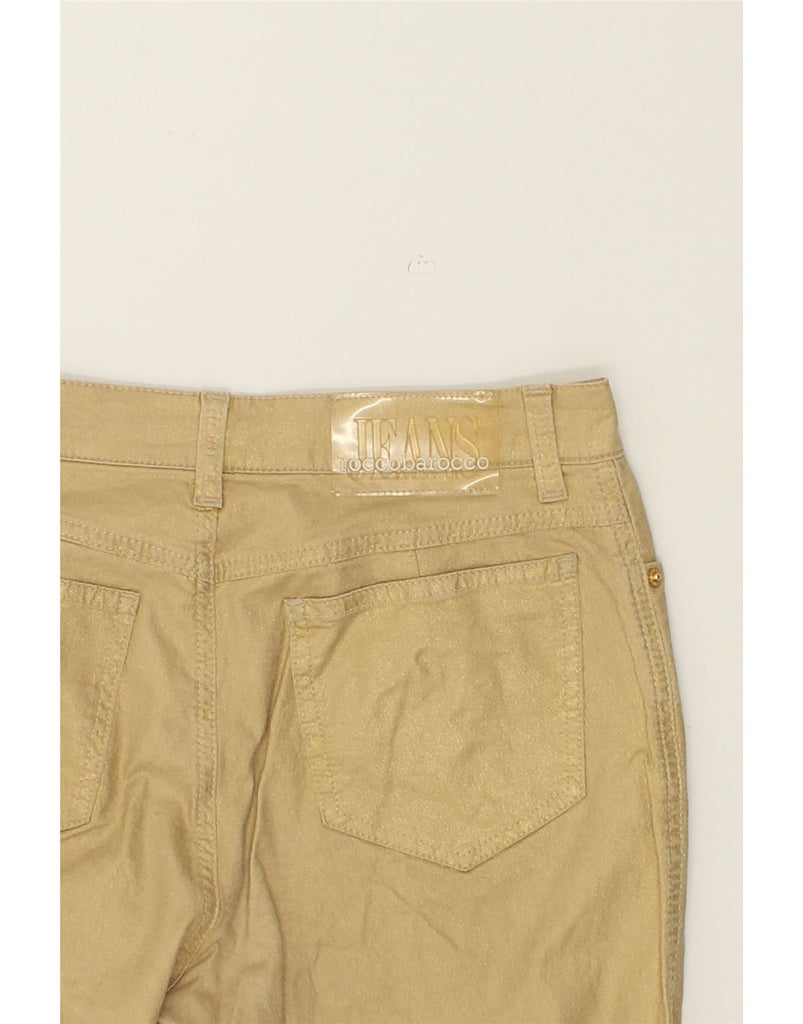 ROCCOBAROCCO Womens Slim Capri Trousers W31 L22  Gold Cotton | Vintage Roccobarocco | Thrift | Second-Hand Roccobarocco | Used Clothing | Messina Hembry 