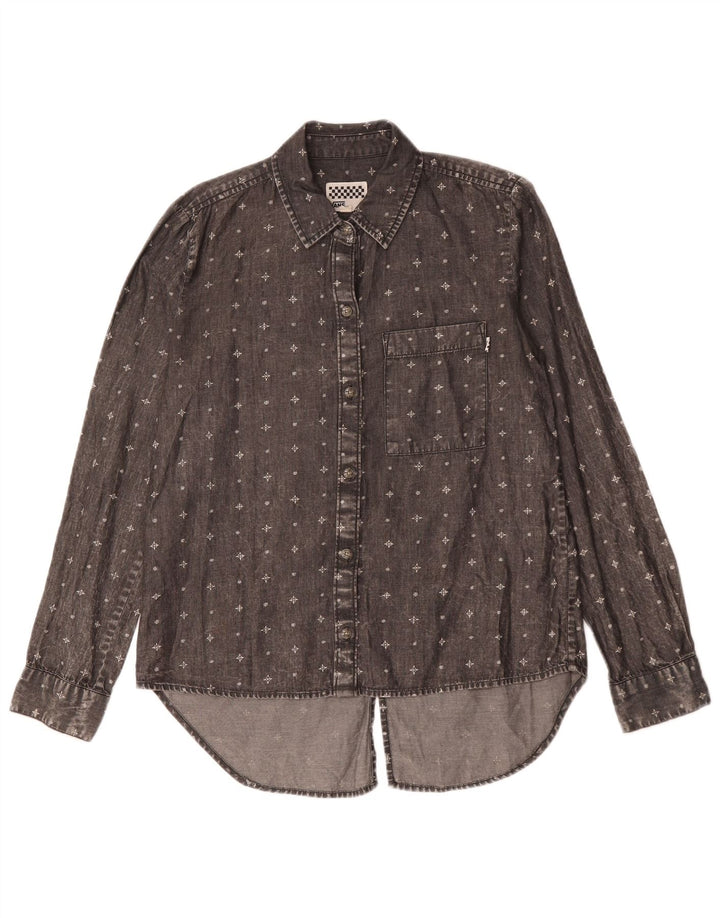 Vans Womens Oversized Shirt UK 10 Small Black Geometric Cotton