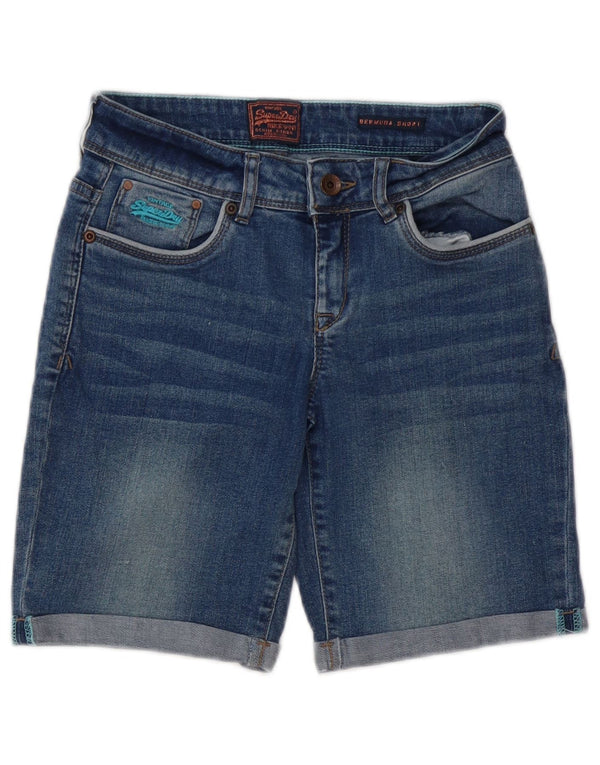 SUPERDRY Womens Bermuda Denim Shorts W26 Small Blue Cotton