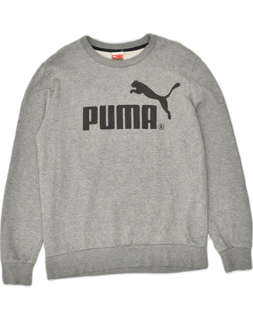 PUMA Mens Graphic Hoodie Jumper Medium Grey Cotton | Vintage Puma | Thrift | Second-Hand Puma | Used Clothing | Messina Hembry 