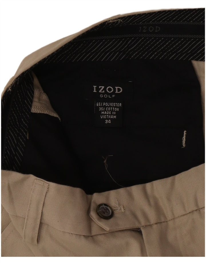 Izod Mens Golf Chino Shorts W34 Large Beige Polyester