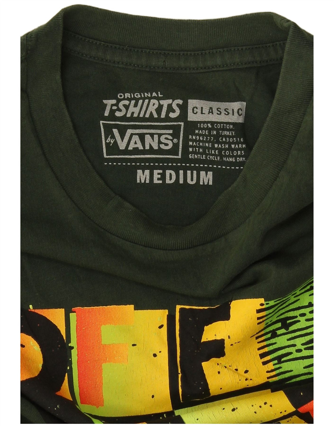 Vans Mens Classic Graphic T-Shirt Top Medium Green Colourblock Cotton