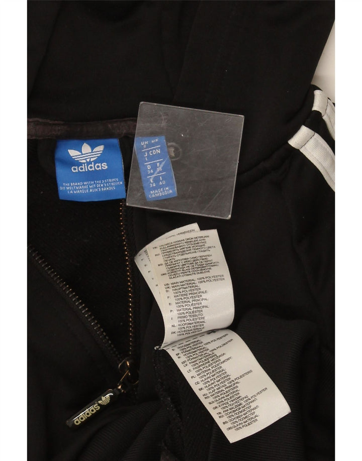 Adidas Womens Zip Hoodie Sweater UK 8 Small Black Polyester
