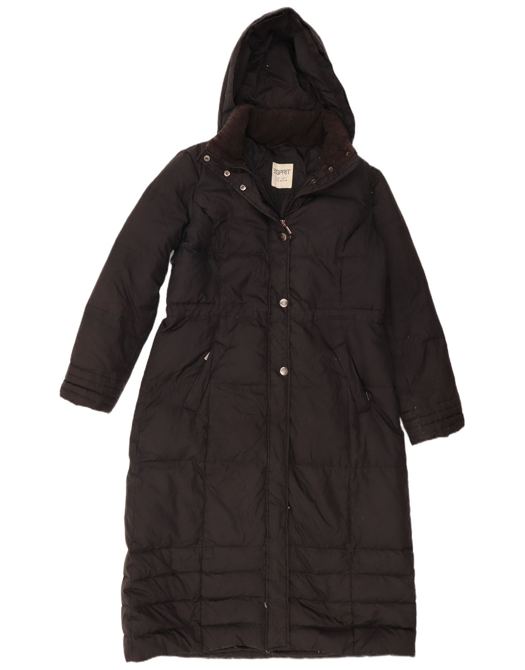 Esprit Womens Hooded Padded Coat UK 16 Large Black Polyamide