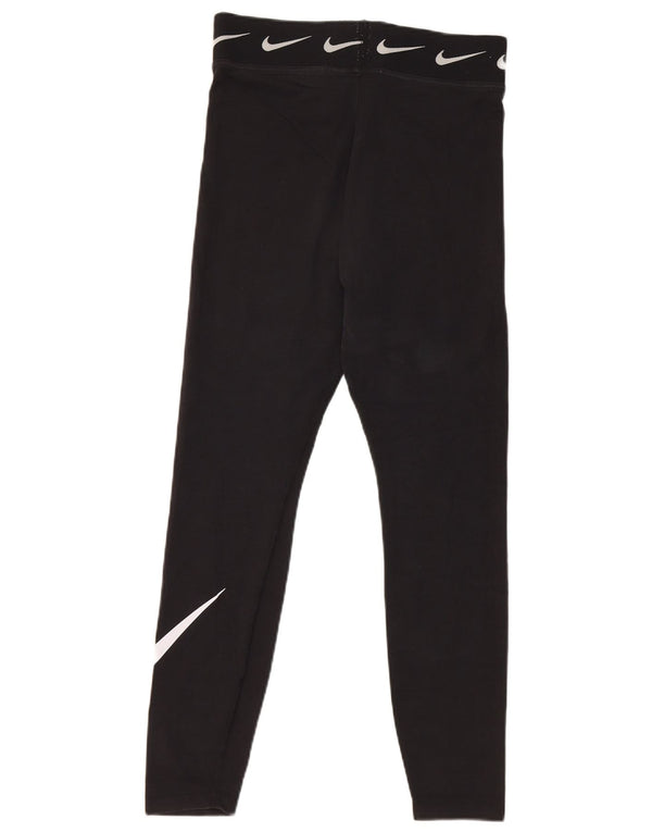 Nike Womens Graphic Leggings UK 12 Medium Black Cotton