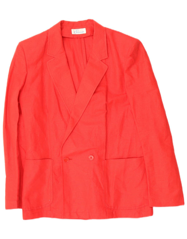 Vintage Womens Double Breasted Blazer Jacket IT 46 Large Red Linen