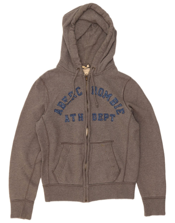 Abercrombie & Fitch Mens Graphic Zip Hoodie Sweater Medium Grey Cotton