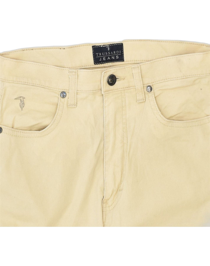 TRUSSARDI Womens Slim Casual Trousers W28 L29 Beige Cotton | Vintage Trussardi | Thrift | Second-Hand Trussardi | Used Clothing | Messina Hembry 