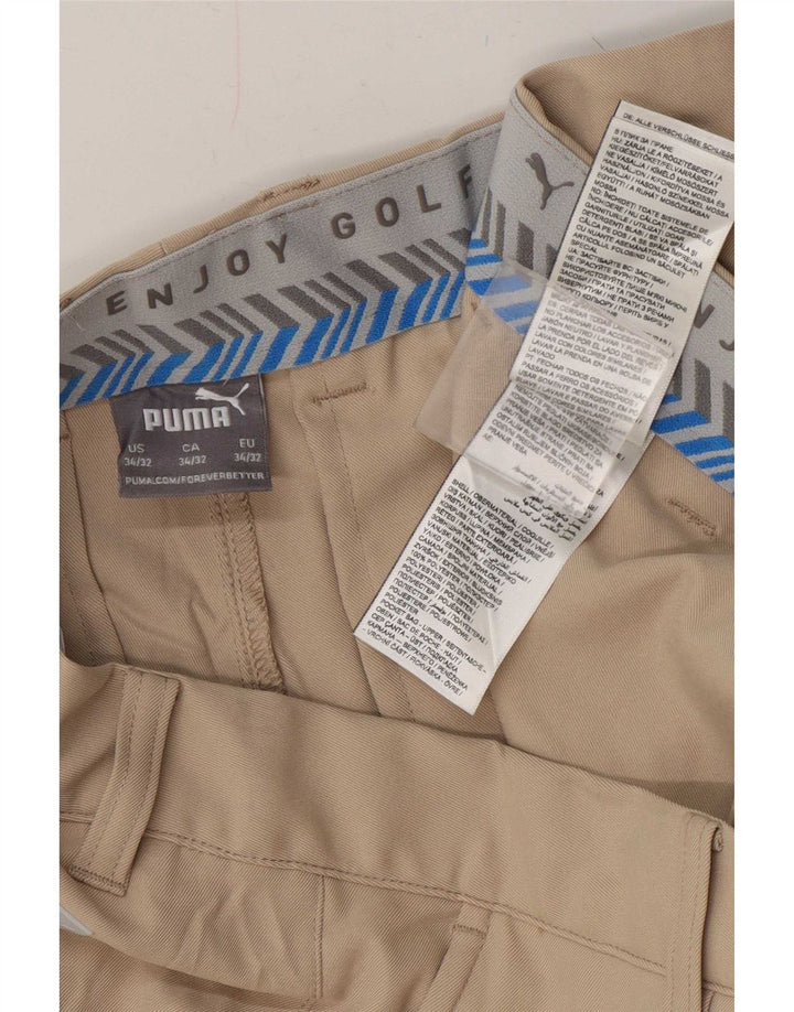 Puma Mens Slim Chino Trousers W34 L32 Beige Polyester