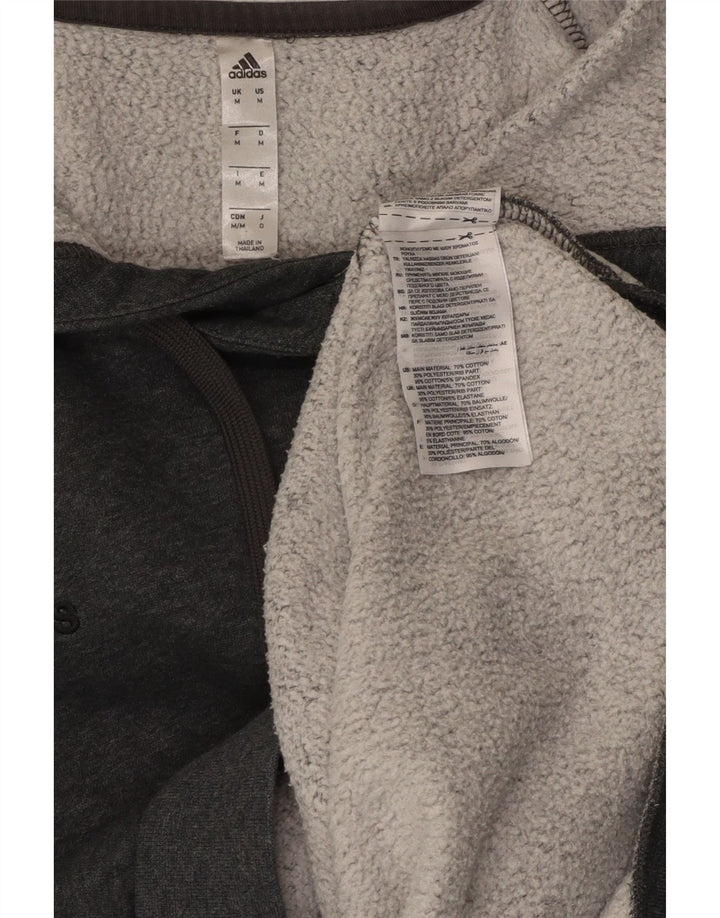ADIDAS Mens Hoodie Jumper Medium Grey Cotton