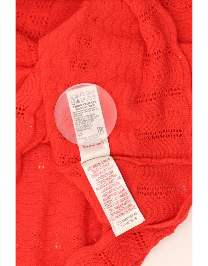Marks & Spencer Womens V-Neck Jumper Sweater UK 14 Medium Red Polyester