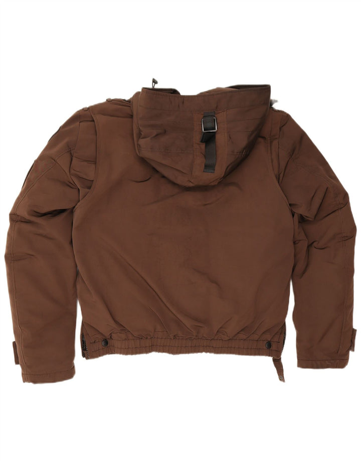 Blauer Mens Hooded Padded Jacket UK 40 Large Brown Polyamide