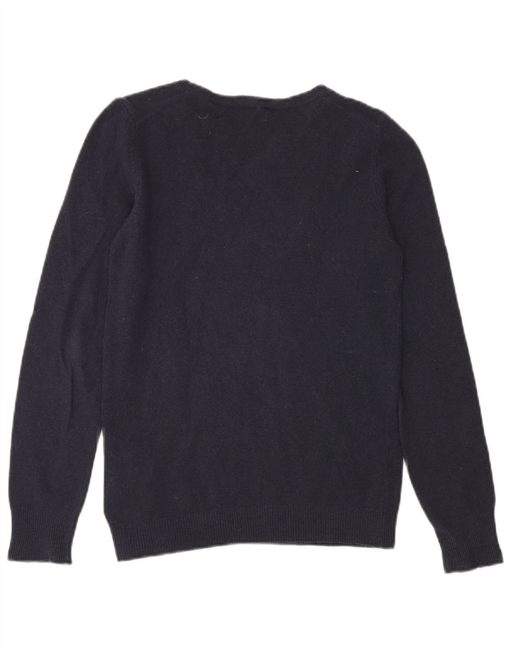 BENETTON Mens Boat Neck Jumper Sweater Small Navy Blue Virgin Wool