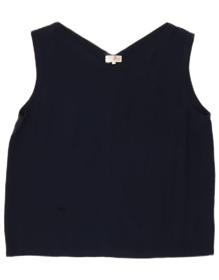Ball On Womens Vest Top UK 10 Small Navy Blue Silk