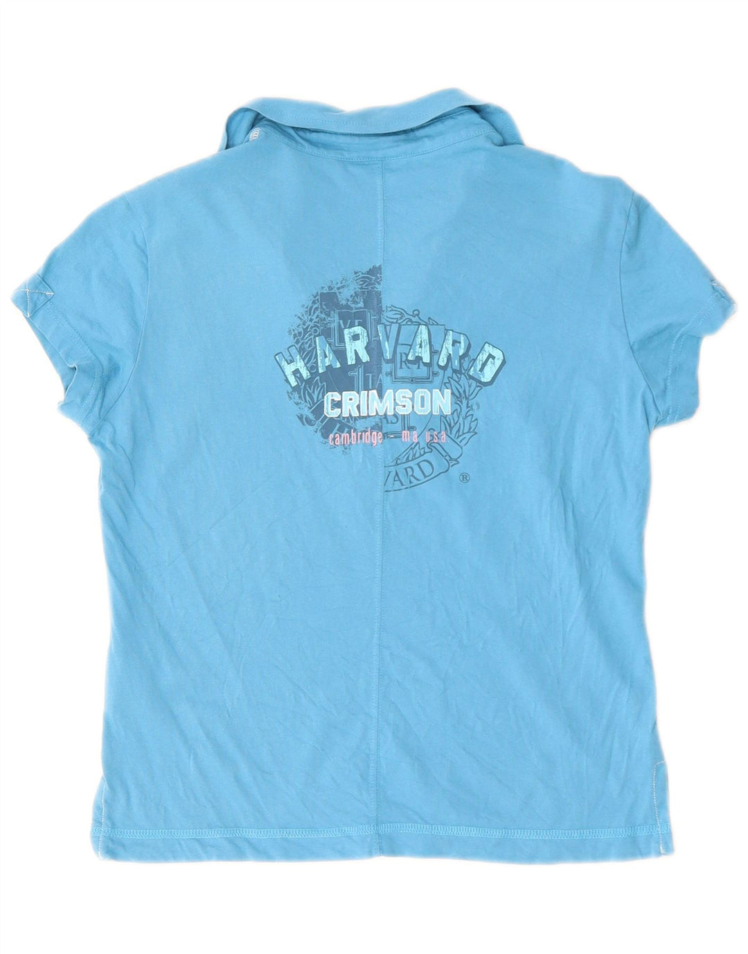 Champion Womens Harvard University Polo Shirt UK 12 Medium Blue Cotton