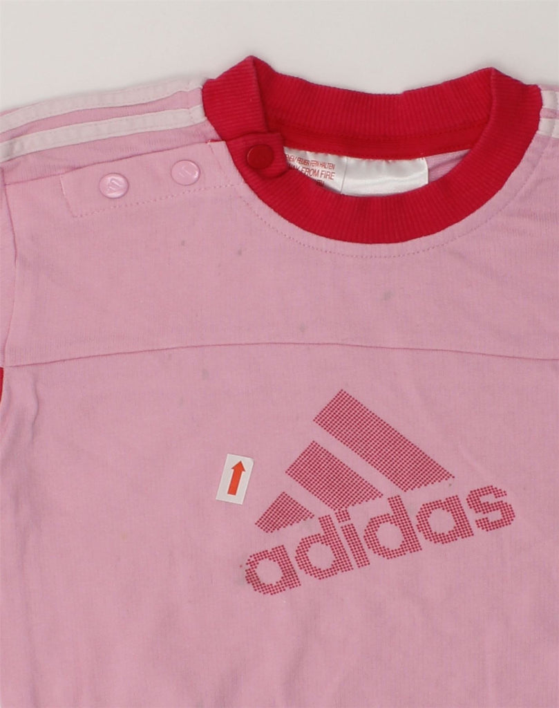 ADIDAS Baby Girls Graphic Sweatshirt Jumper 12-18 Months Pink Cotton | Vintage Adidas | Thrift | Second-Hand Adidas | Used Clothing | Messina Hembry 